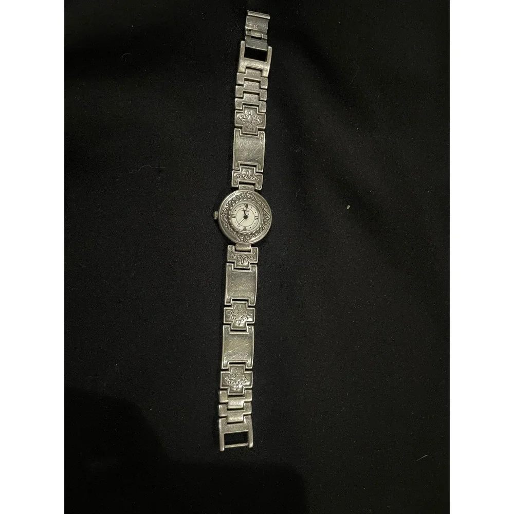 Brighton Montreal Silver Tone Link Watch Roman Numeral‎ Japan Movement Ornate